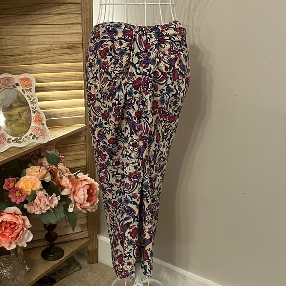 Mango Floral Paisley Midi Skirt Knotted Front sz Small - Picture 2 of 10